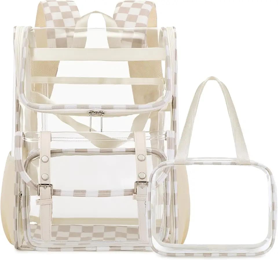 DIGOBAY Clear Backpack with Lunch Bag, Corduroy Clear Bookbag Heavy Duty