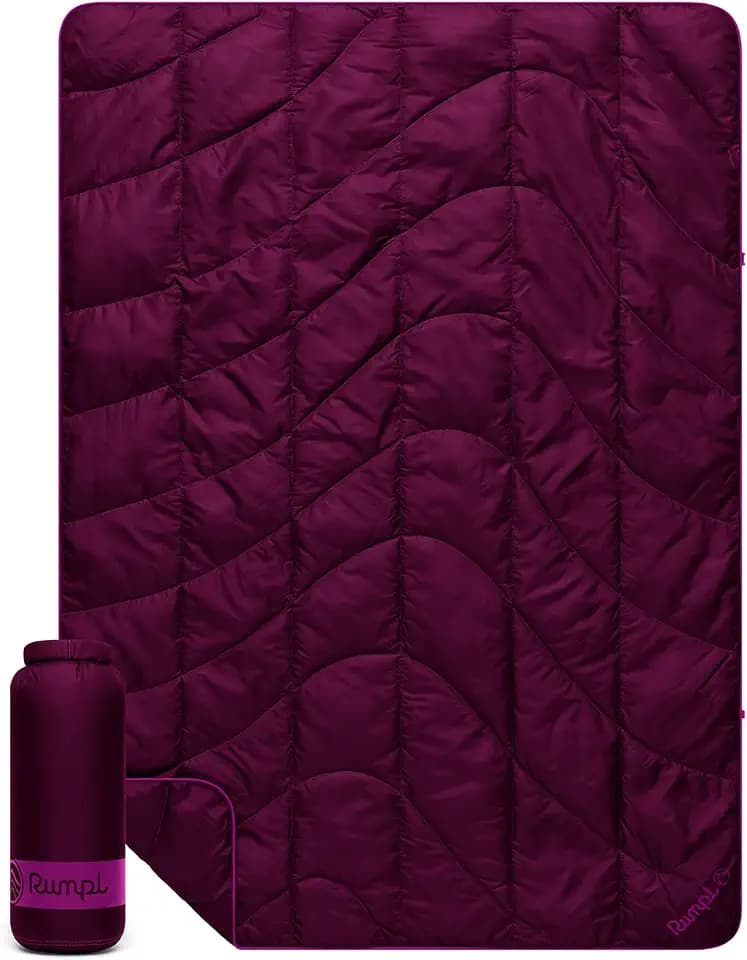 Rumpl Travel Puffy Ultra-Packable Blanket, Plum