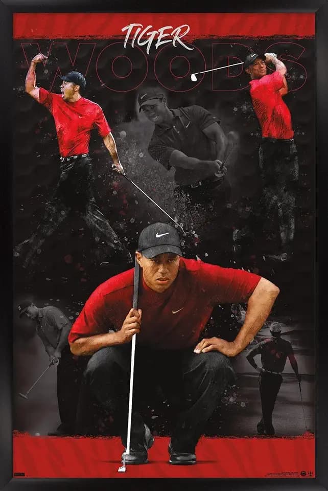 Trends International Tiger Woods - Sketch Wall Poster, 14.725" x 22.375", Black Framed Version