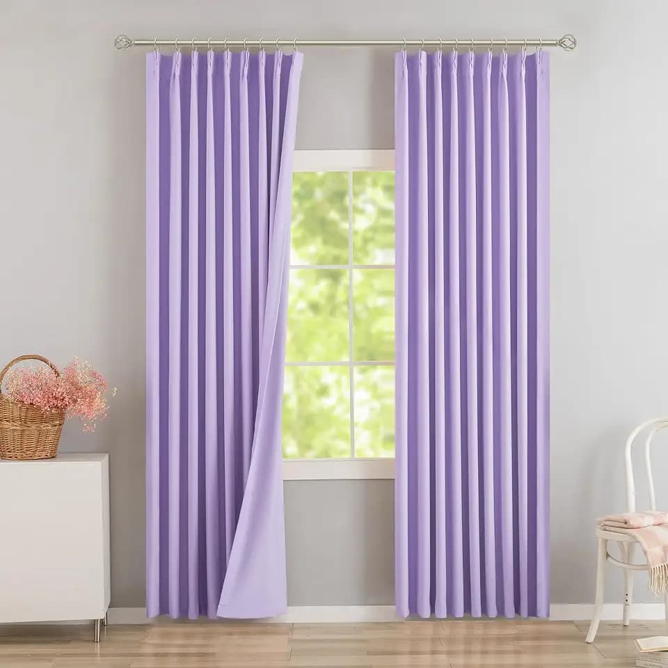 DONREN Lavender Purple Pinch Pleated Blackout Curtains with Hooks - 84 inch Length Room Darkening Thermal Insulated Window Curtain Panels for Living Room Bedroom 2 Panel 40" Wx84 L
