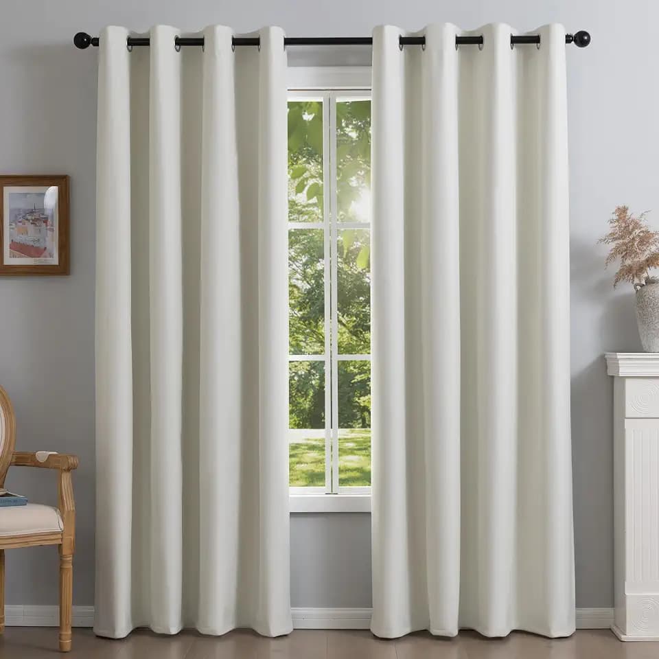 Fire Retardant Fluorine Free NFPA701 Standard Curtains 63 inches 2 Panels 100% Blackout Drapes for Bedroom Living Room Darkening Curtain Thermal Insulated Grommet (52x63 inch,White)
