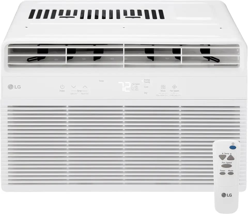 LG 5000 BTU Window Air Conditioner with Remote, Easy Button Control Ultra-Quiet Compact-size Cools 150 Sq.Ft. for Small Room, Washable Filter AC Unit Easy Installation White LW5025R