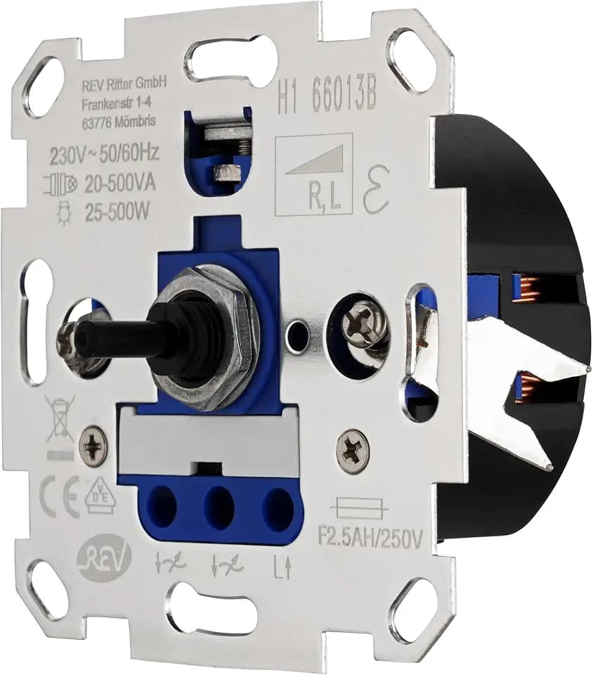 REV Technik Dimmer - Helligkeitsregler 25-500W, 230VAC, Trafol.: 20-500VA