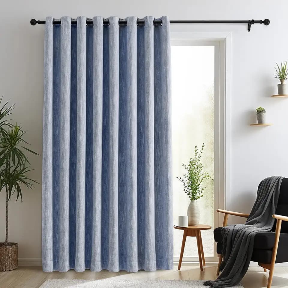 Melodieux Elegant Cotton Room Darkening Blackout Curtains for Living Room Bedroom Thermal Insulated Privacy Grommet Window Curtain Panels, 100 by 84 Inch, Navy Blue(1 Panel