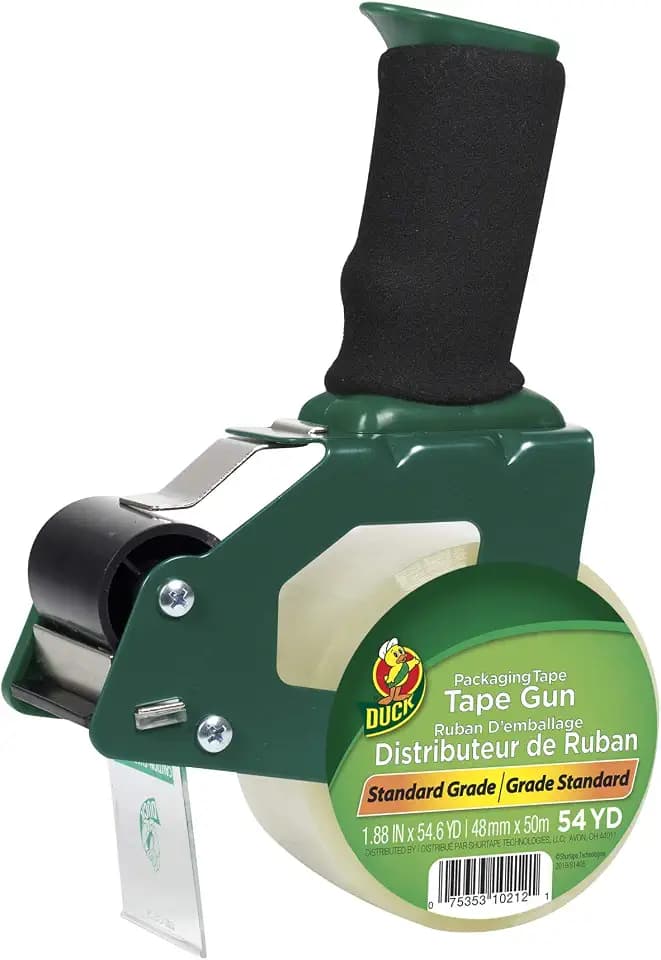 Duck Brand Standard Tape Gun with Foam Handle, Green/Black