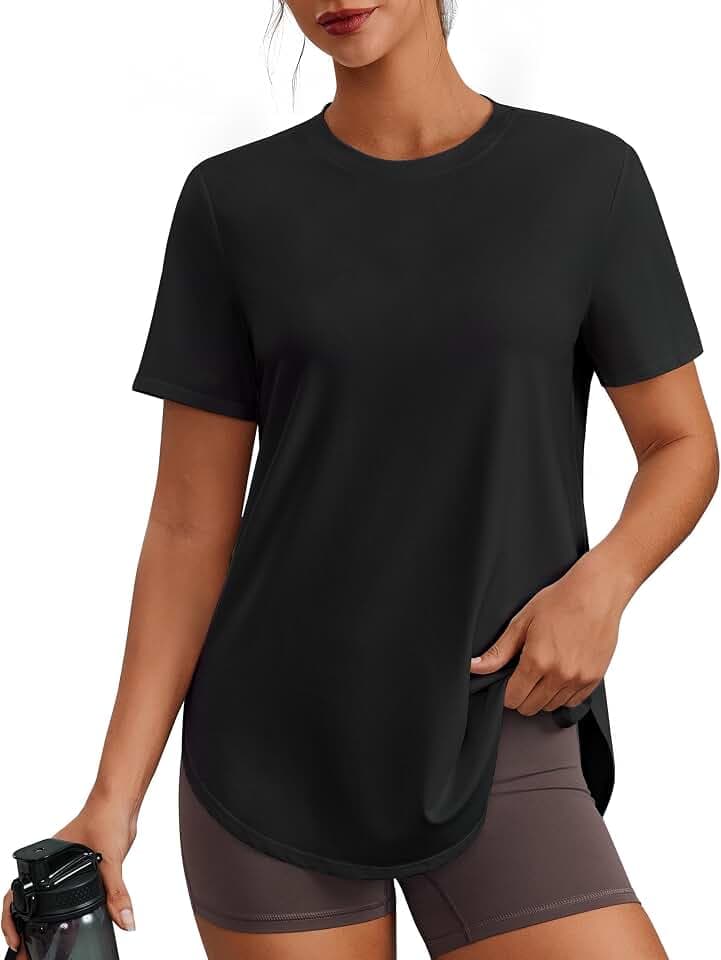PINSPARK Workout Tops for Women UPF 50+ Hip Length Athletic Shirts S-3XL