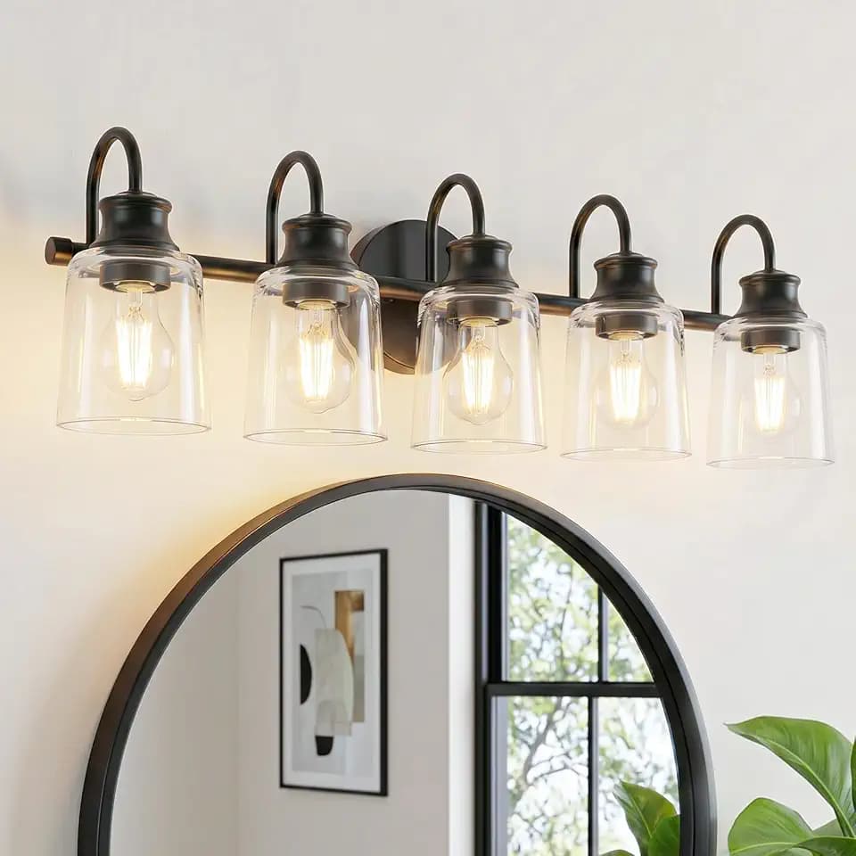 5 Lights Bathroom Light Fixtures Modern Black Vanity Lights