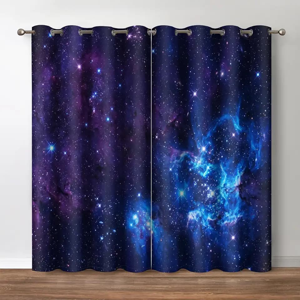 Jekeno Space Galaxy Blackout Curtains for Bedroom, 2 Panels Set 42x54 Inch