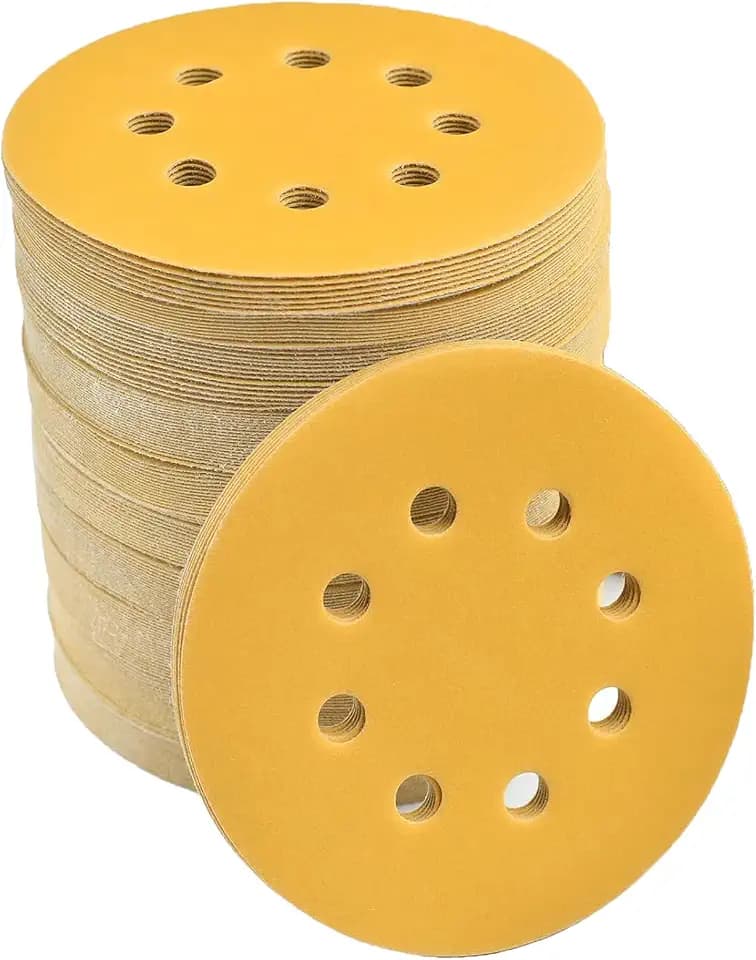 High-End Materials 5 Inch 8 Hole Hook and Loop Sanding Discs 400 Grit Random Orbital Sandpaper for Automotive and Woodworking 100Pack