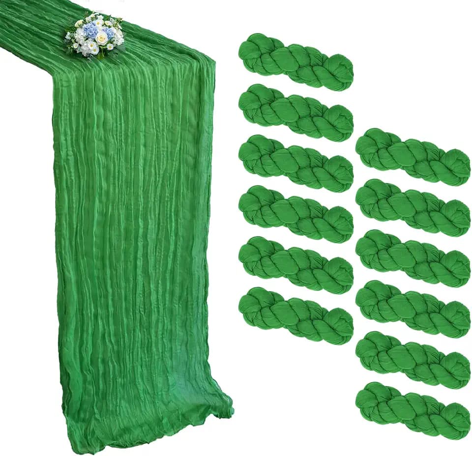 12 Pack Green Cheesecloth Table Runner 10Ft 23 x 120 Inch