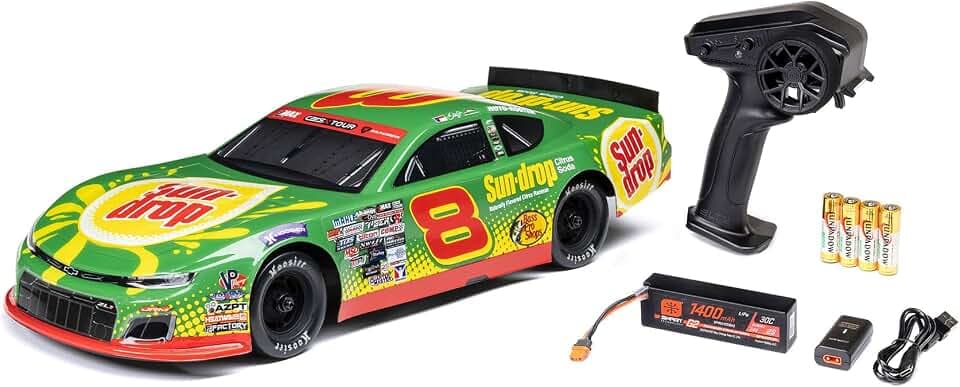 Losi 1/12 RC Racecar Dale Earnhardt Jr. No. 8 2025 Sun Drop Chevrolet ZL1 2S AWD On-Road (Battery & Charger Included), Green, LOS-3104T1