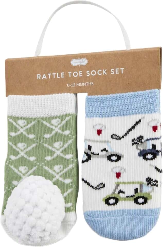 Mud Pie Baby Boys Golf Print Novelty Crew Socks, Golf Baby Gift