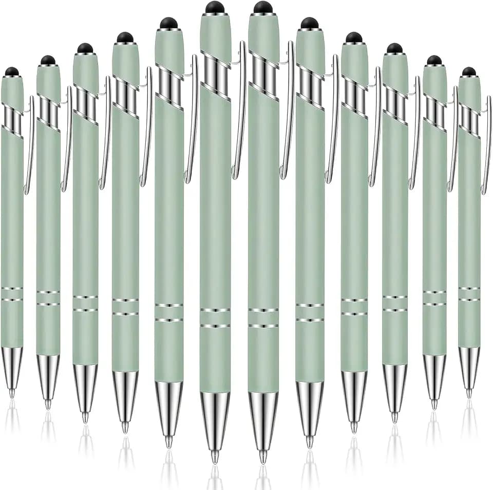 Tenare 12 Pcs Metal Pen with Stylus Tip, Sage Green