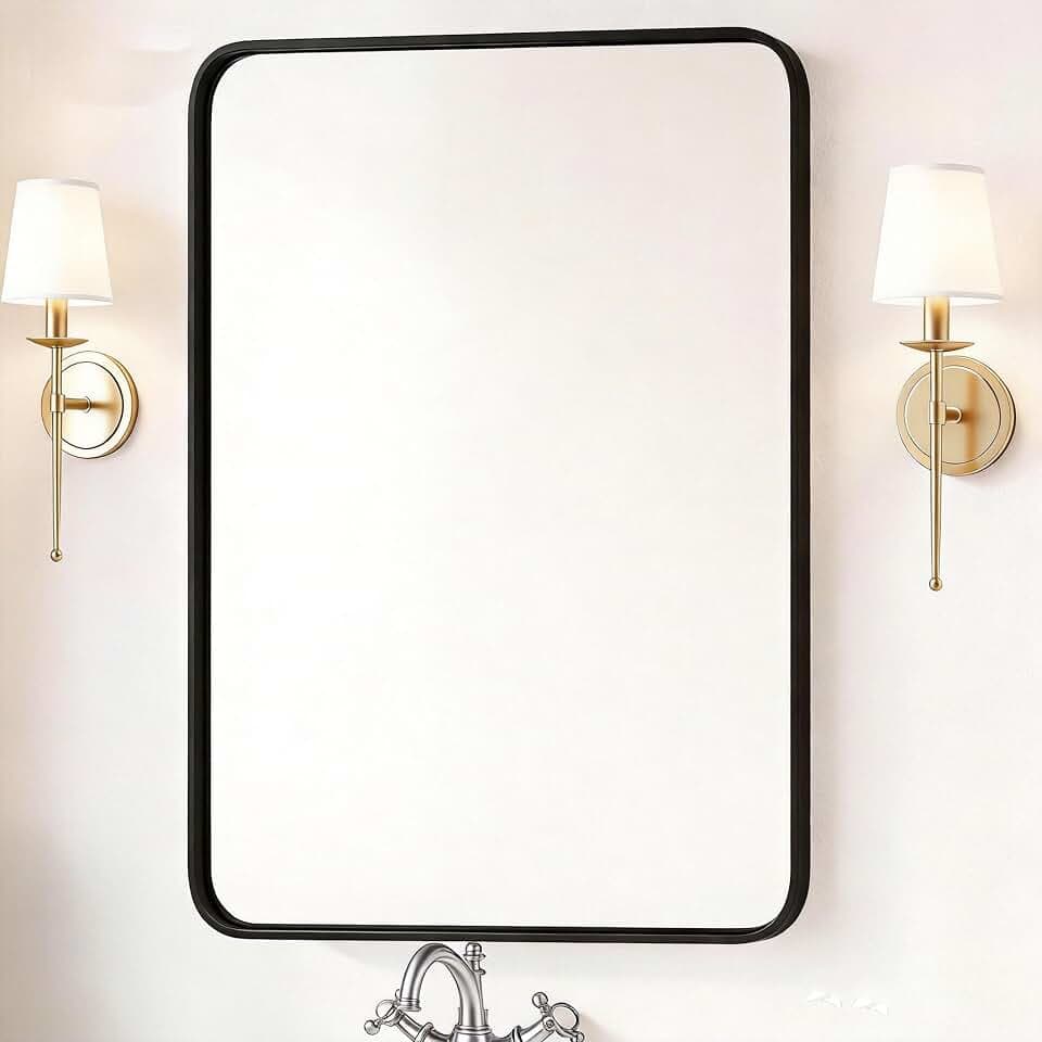 NEWBULIG 30"x40" Wall Mirror, Bathroom Mirrors for Over Sink, Black
