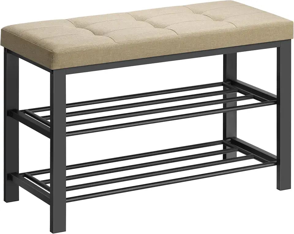 SONGMICS Shoe Bench, Storage Bench, Entryway Bench with Cushion