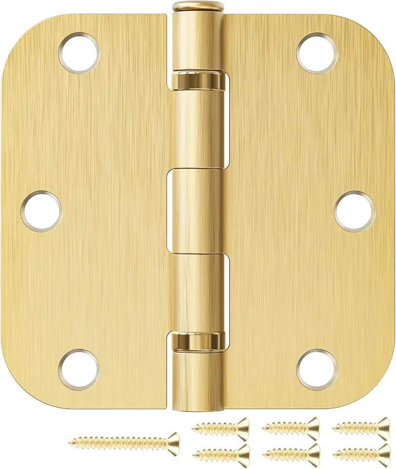 30 Pack Satin Brass Door Hinges 3.5 Inch with 5/8" Radius Corners