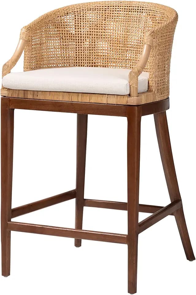 bali & pari Lumajang Bohemian Light Honey Rattan and Wood Bar Stool
