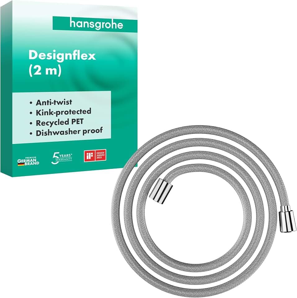 hansgrohe 28230000 DesignFlex Textile Chrome Handshower Hose, 80-inch