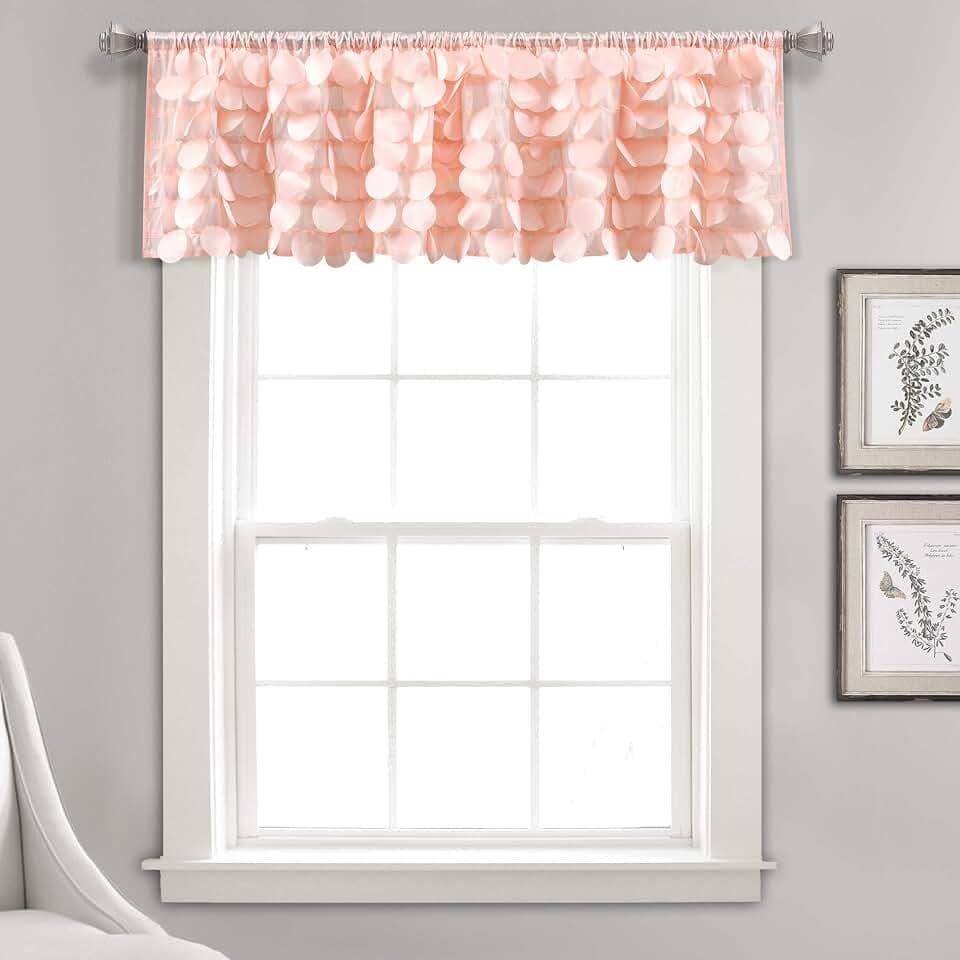 Lush Decor Lush Décor, 14” x 70”, Blush Gigi Valance Textured Window Kitchen Curtain (Single), 16T004609