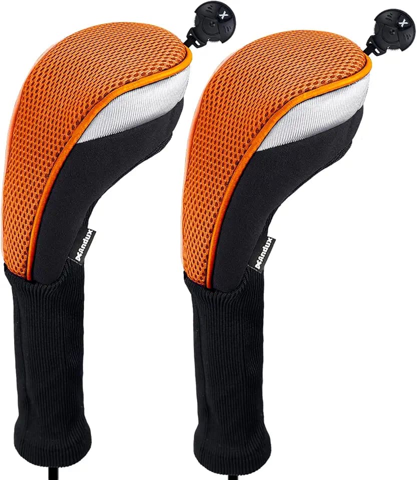 Andux 2pcs Long Neck Golf Hybrid Club Head Covers Dial No. Tag CTMT-02