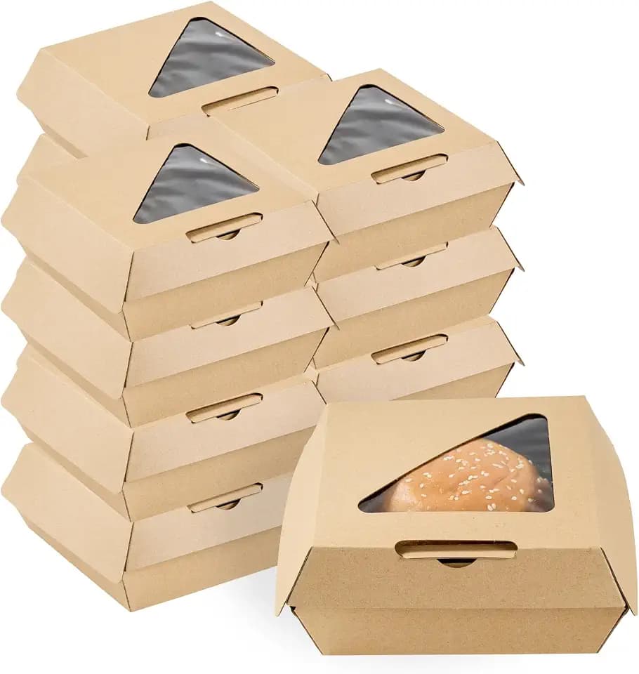 Restaurantware Kraft Paper Corrugated Burger Box, 50 Pack