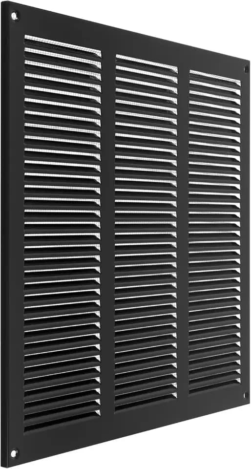 12 x 12 Inch (External Size) Black Galvanized Steel Return Air Register Vent Cover, AC Vent Cover, Dryer Vent Cover Outside & Indoor Grille, Air Vent Covers for Wall and Ceiling Vents
