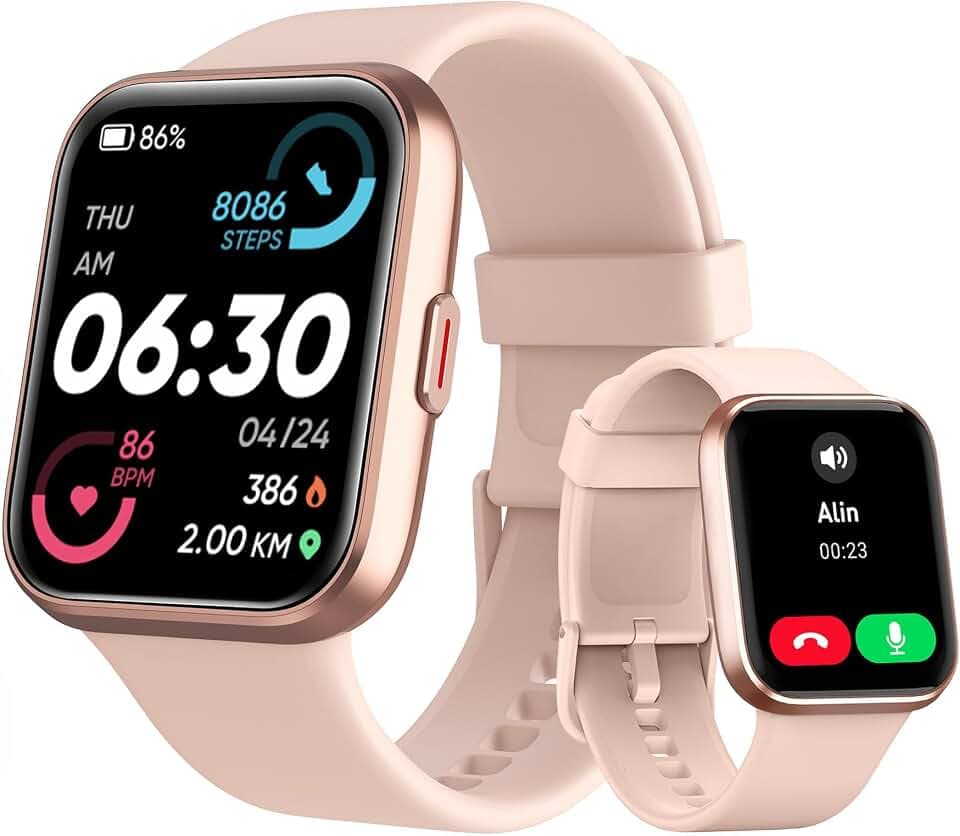 Tensky Smartwatch Damen mit Telefonfunktion 1,85" Smart Watch Alexa Integrierte 3ATM, 110+ Sportmodi, Schrittzähler Uhr Herzfrequenz Schlaf SpO2 Fitnessuhr für Samsung Android iOS