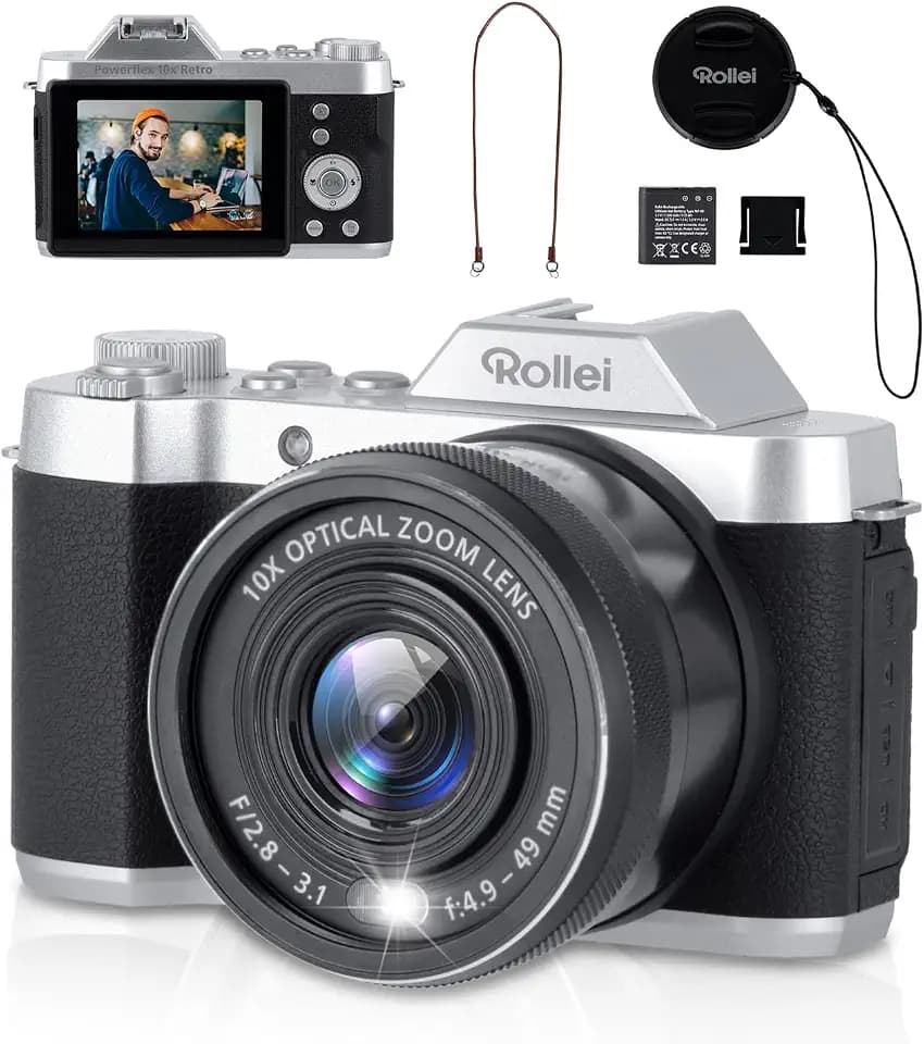 Rollei Powerflex 10x Retro 64MP 4K Digitalkamera 10X Optischer Zoom