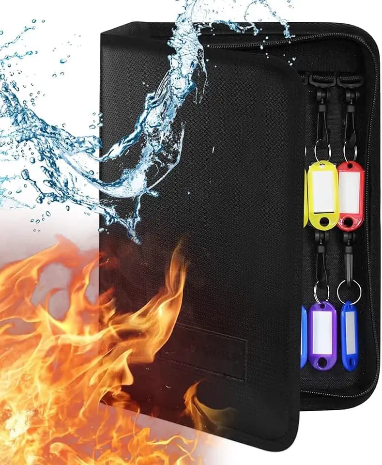 Fireproof and Waterproof Portable Zippered Key Case,12 Key Hooks Key Organizer with Key Tags,Portable Manager Zipper Key Binder for Hotel Executives,Real Estate Sales,Car Service