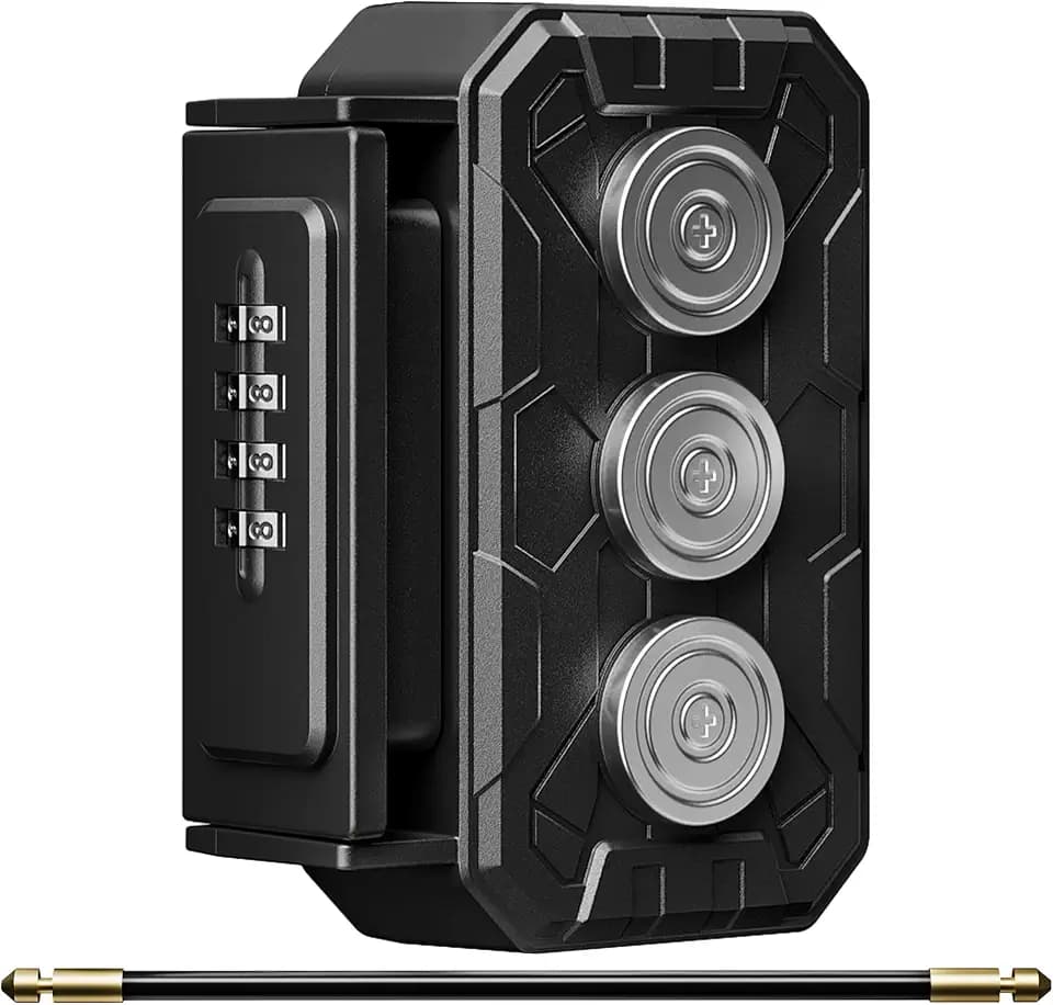 Lock Box with Magnetic Key Holder,Magnet Key Box for Under car,Hide with Combination Lock with 3xN52 Strong Magnet for Storage Indoors, Outside (Classic, Regular1)