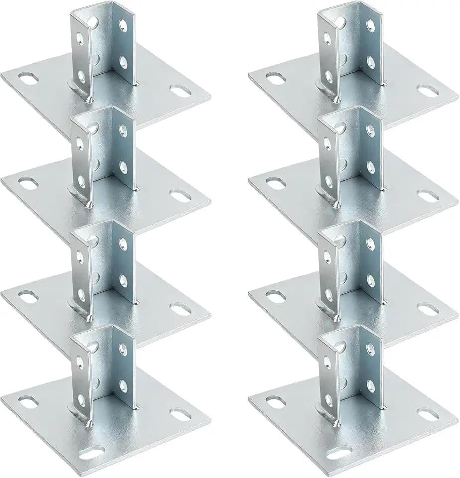 8 Pcs Strut Post Base, 6x6 Post Base Brackets Surface Mount for Posts Deck