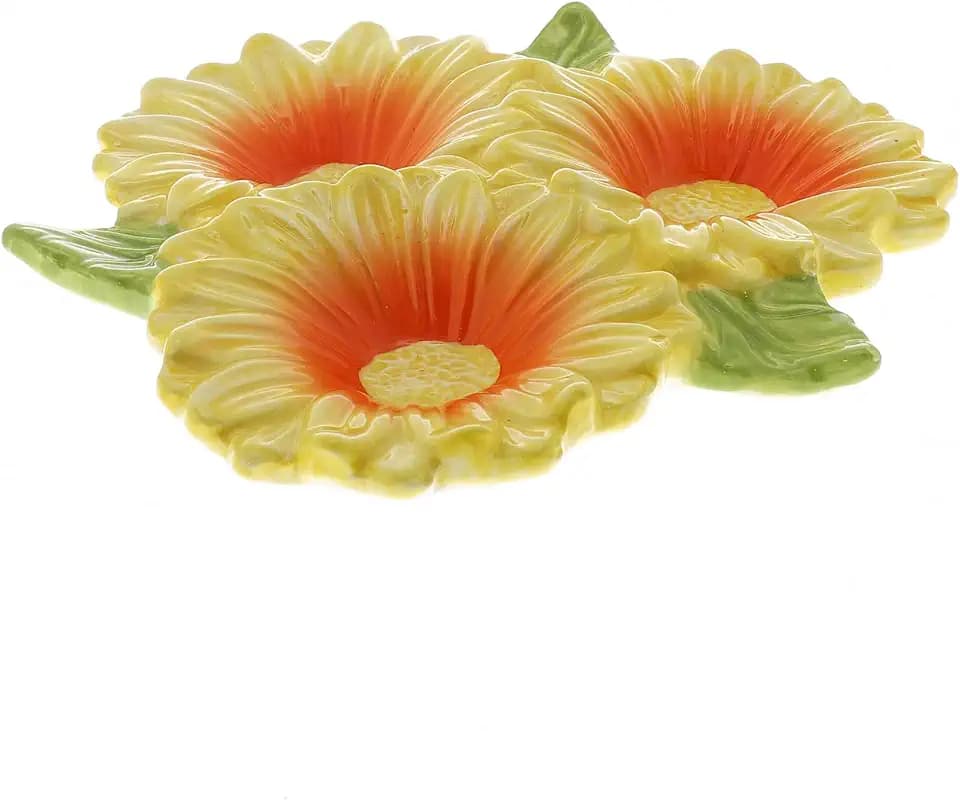 Servette Home Three Section Snack Dish Sunflower Condiment Dish