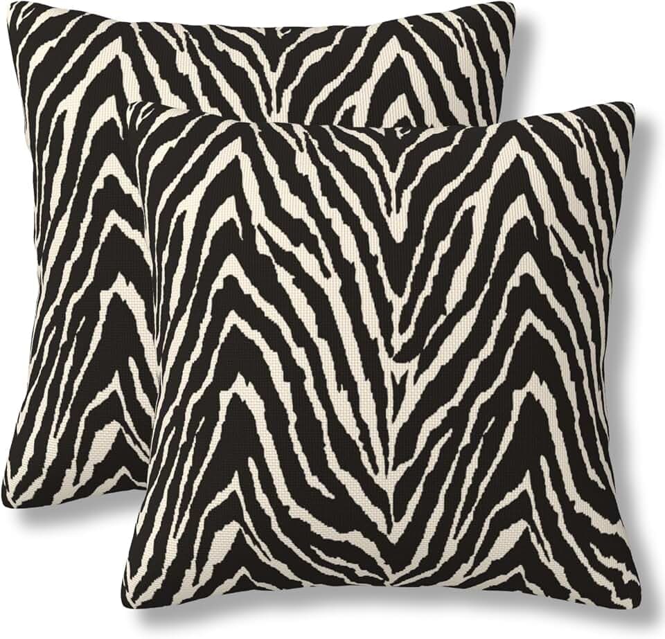 Zebra Throw Pillow Covers Black and White Zebra Seamless Pattern Pillow Cover 18x18 Inch Set of 2 Zebra Skin Pattern Texture Pillowcase Square Cushion Cases for Couch Bed Sofa
