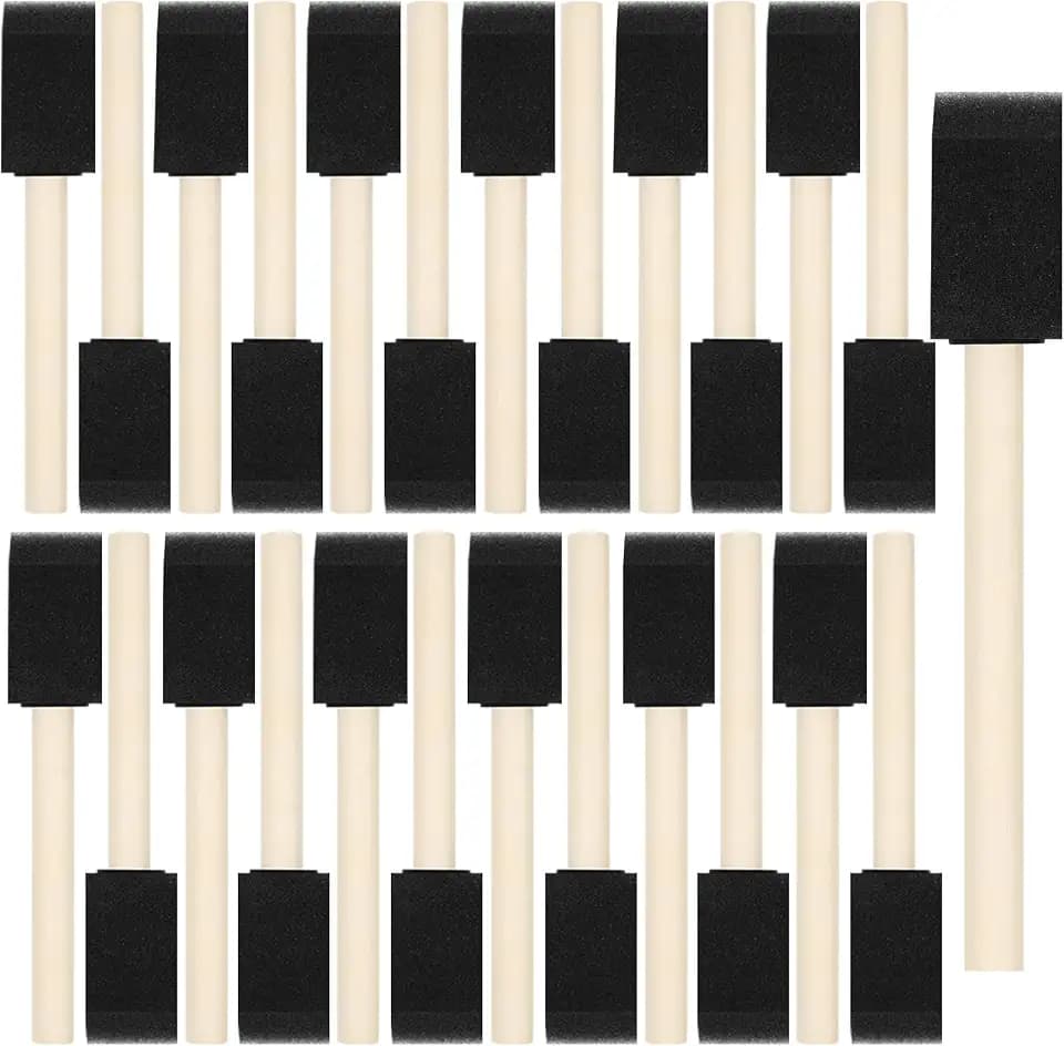 40 Pcs Foam Brush,1” Foam Paint Brushes, Wood Handle Sponge Paint Brush, Brushes for Painting for Staining, Varnishes, and DIY Craft Projects