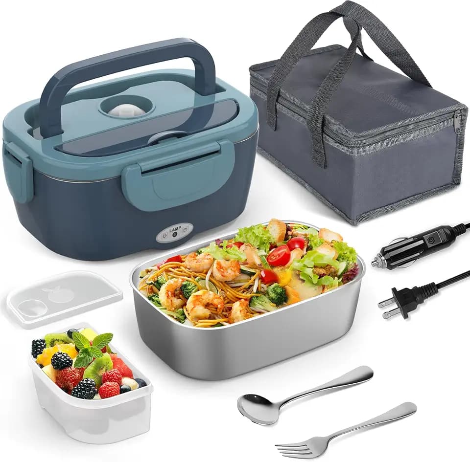 WisaKey Electric Lunch Box Food Warmer Portable Heated Lunchbox Adult, Blue