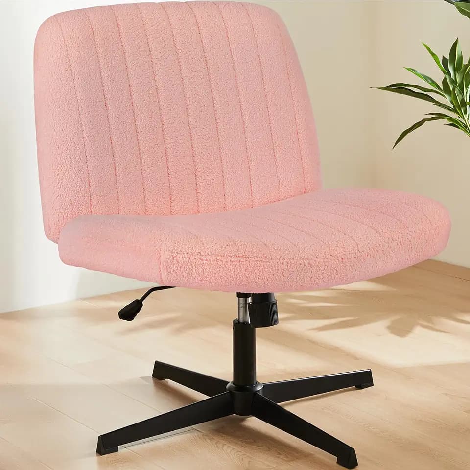 Sweetcrispy Criss Cross Office Chair, Vanity Chair No Wheels