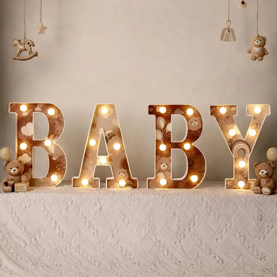 Realspring Baby Shower Sign Marquee LED Letters, Baby, Bear