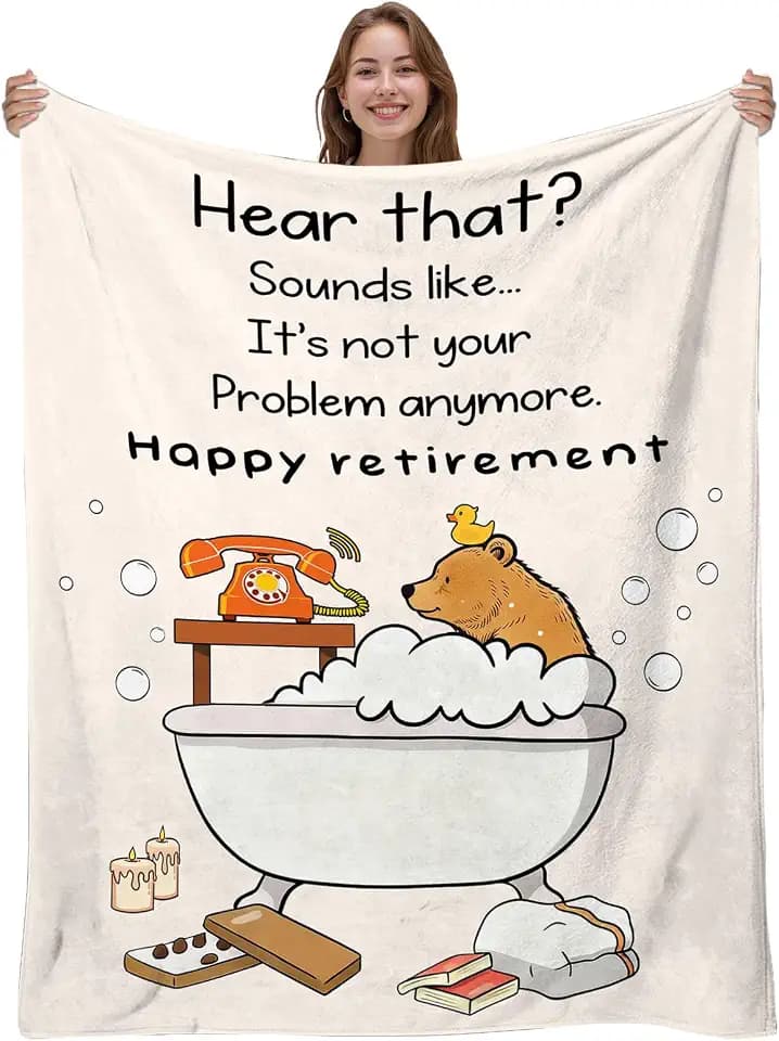 Retirement Gifts for Women, Retirement Throw Blanket 50" X 60", Retired Gifts for Coworkers Best Friends, Retired Soft Warm Blanket Valentines Day Gifts, Best Coworkers Friends Blanket Gift