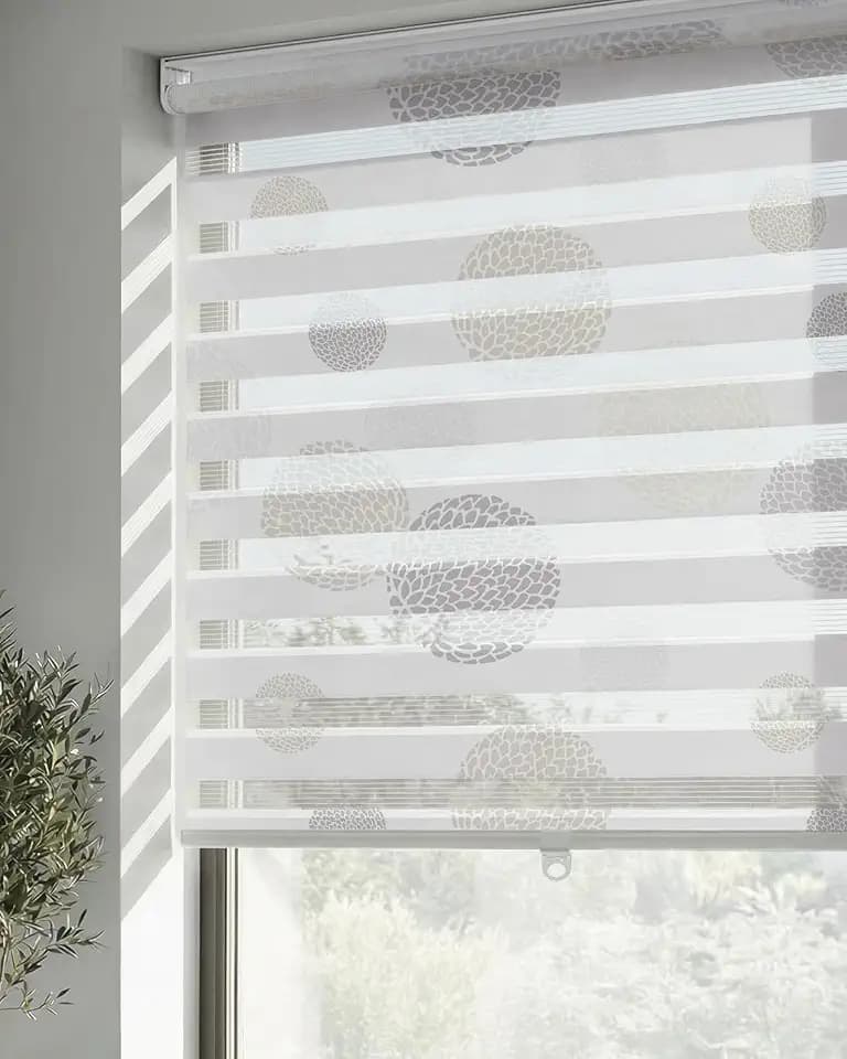 Cordless Zebra Blinds for Windows, Oatmeal Sphere, 27" W x 42" H