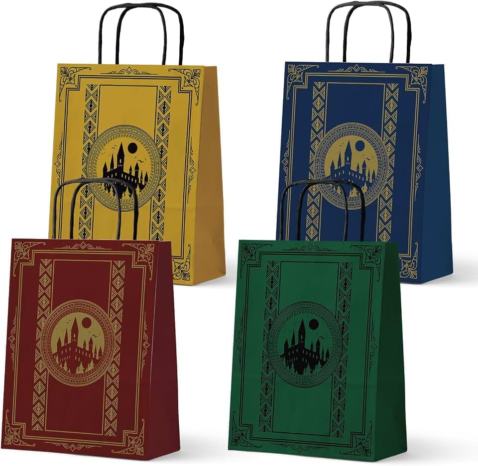 WEEPA 24 Pcs Magical Wizard Party Favor Bags Wizard School Paper Gift Bags with Handles Magical Goodie Bags for Birthday Party Decorations