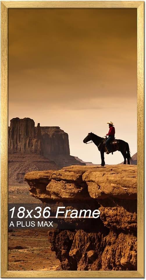 A PLUS MAX 18x36 Picture Frame Gold Light Weight Wall Mount