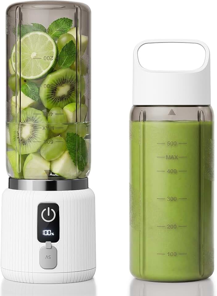 COKUNST Portable Blender, Smoothie Blender with LED Display, 17 oz, Ivory