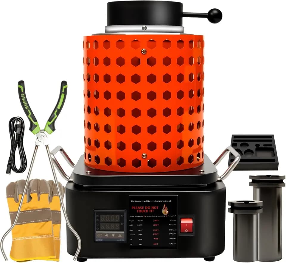 1 & 3KG Graphite Crucibles Smart Electric Melting Furnace, 1800 W 110 V Gold Melting Furnace Kit with PID Digital Electric Smelting Furnace for Gold Silver Copper Aluminum Jewelry & Hobby Foundry Kit