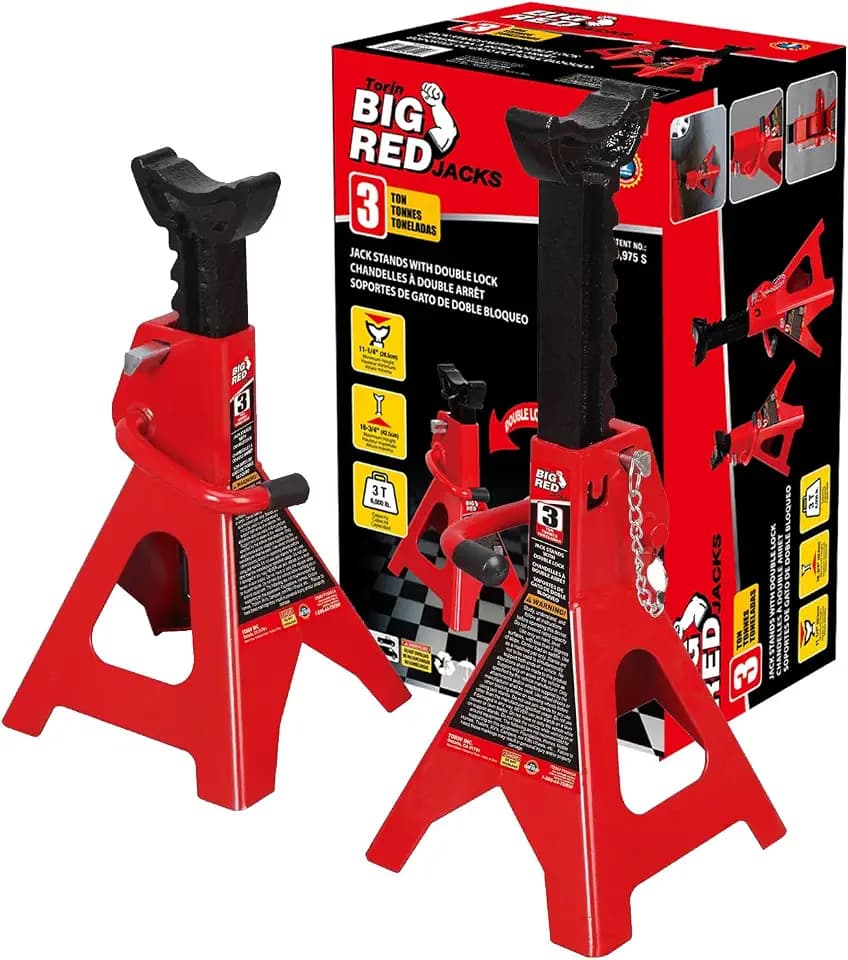 Big RED T43002A Torin Stahlwagenheber: Doppelverriegelung, 3 Tonnen Kapazität, rot, 1 Paar