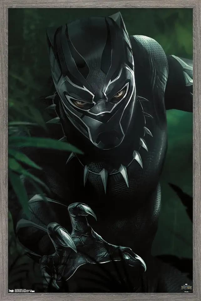 Trends International Marvel Cinematic Universe - Black Panther - T'Challa Wall Poster, 22.375" x 34", Barnwood Framed Version
