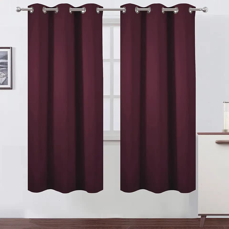 LEMOMO Burgundy Red Blackout Curtains/42 x 72 Inch/Set of 2 Panels Room Darkening Curtains for Bedroom