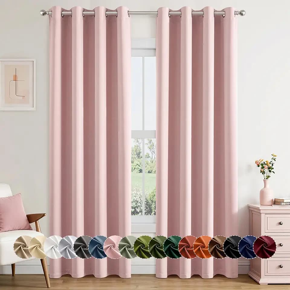 MIULEE Blackout Curtains for Bedroom 2 Panels 50 x 84 Inch Long Pink