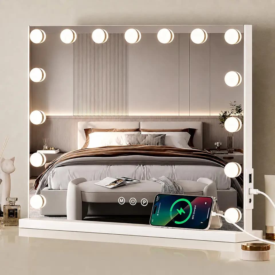 Hollywood Vanity Mirror with Lights, 10X Magnifying, 23" x 18"