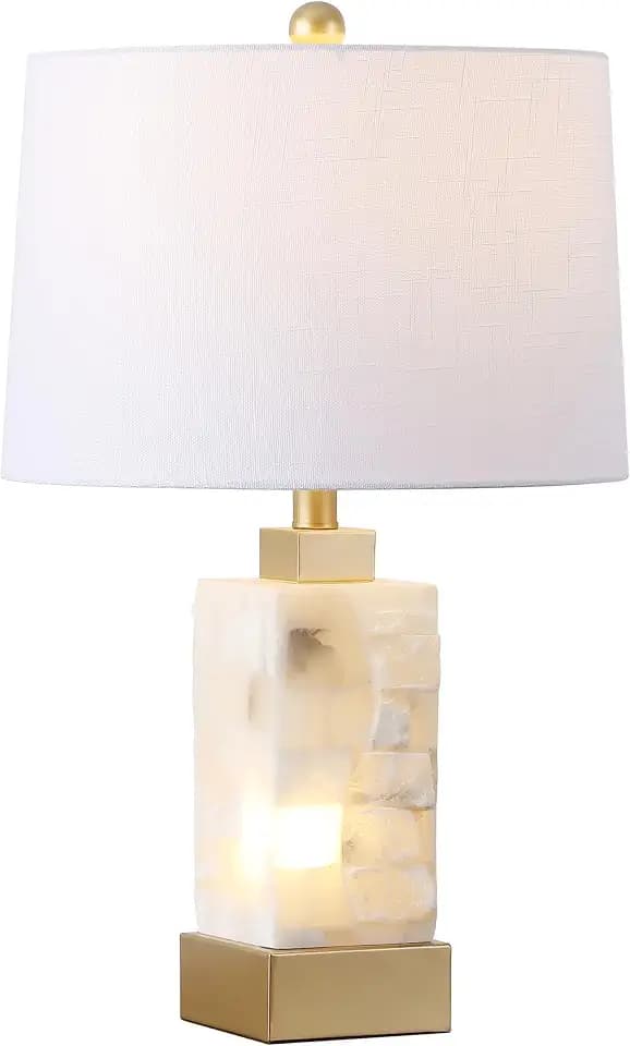 JONATHAN Y Eloise 2-Light Alabaster Table Lamp 23", White/Gold Painting
