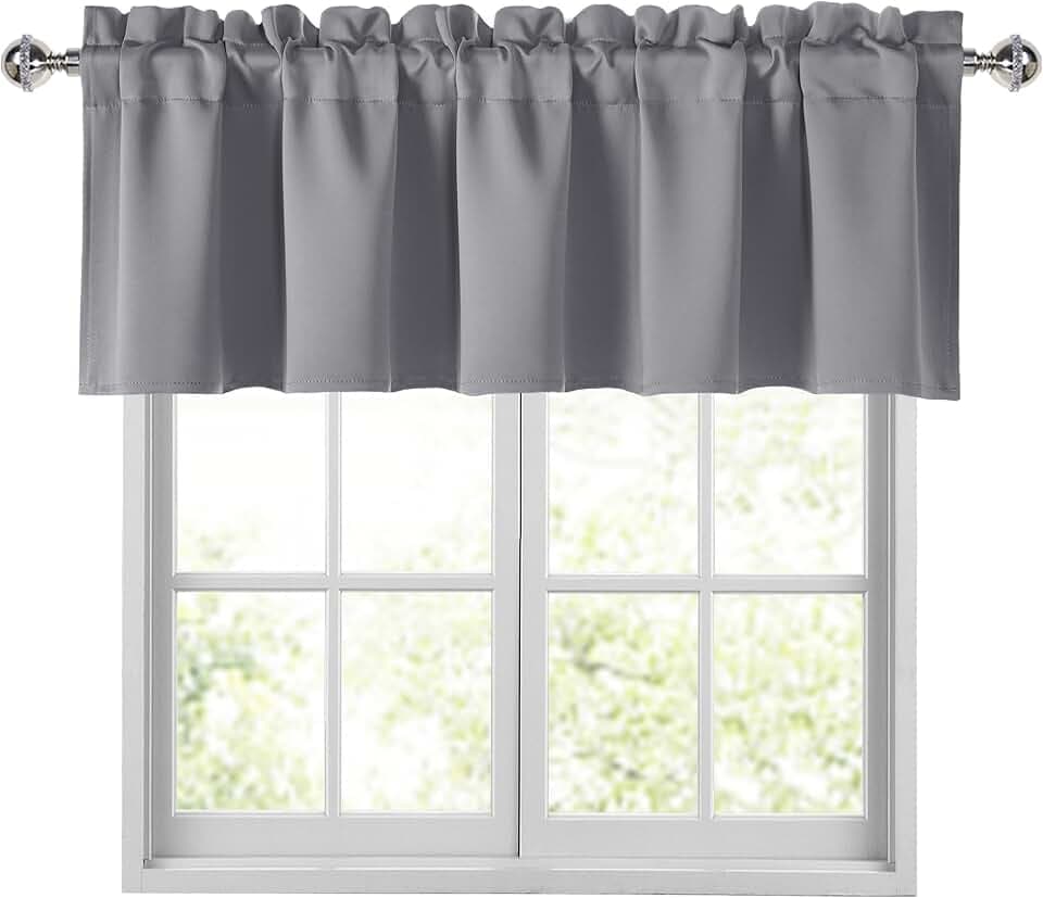 JIUZHEN Grey Valances for Windows 52" W x 18" L, 1 Panel